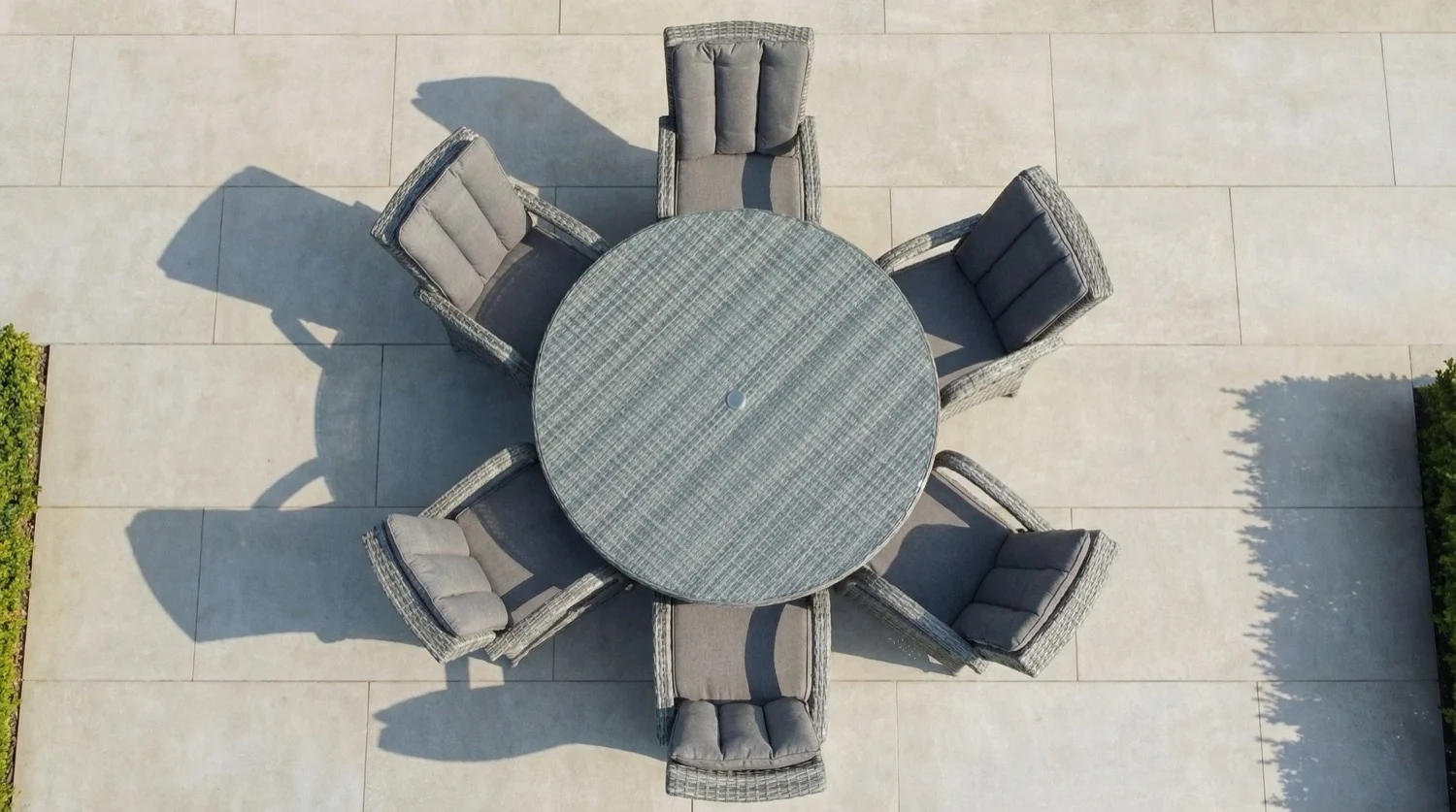 Monaco 6 Seater Flat Grey Round Dining Set – 1.30m - View 5