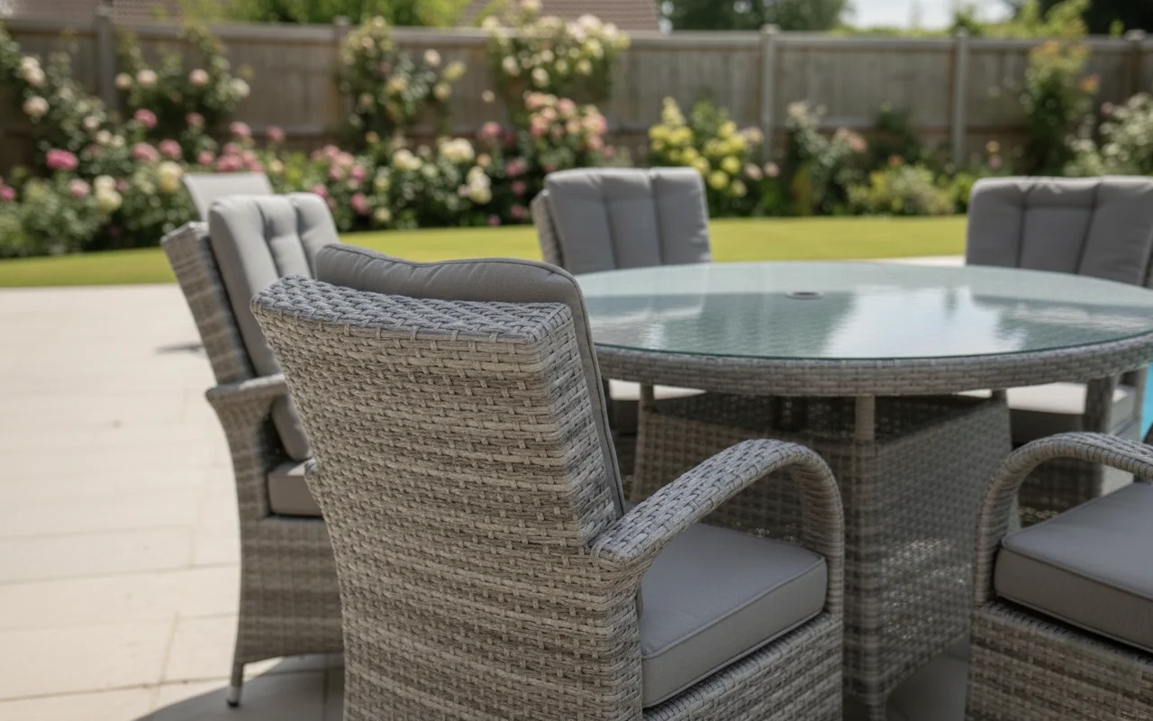Monaco 6 Seater Flat Grey Round Dining Set – 1.30m thumbnail 8