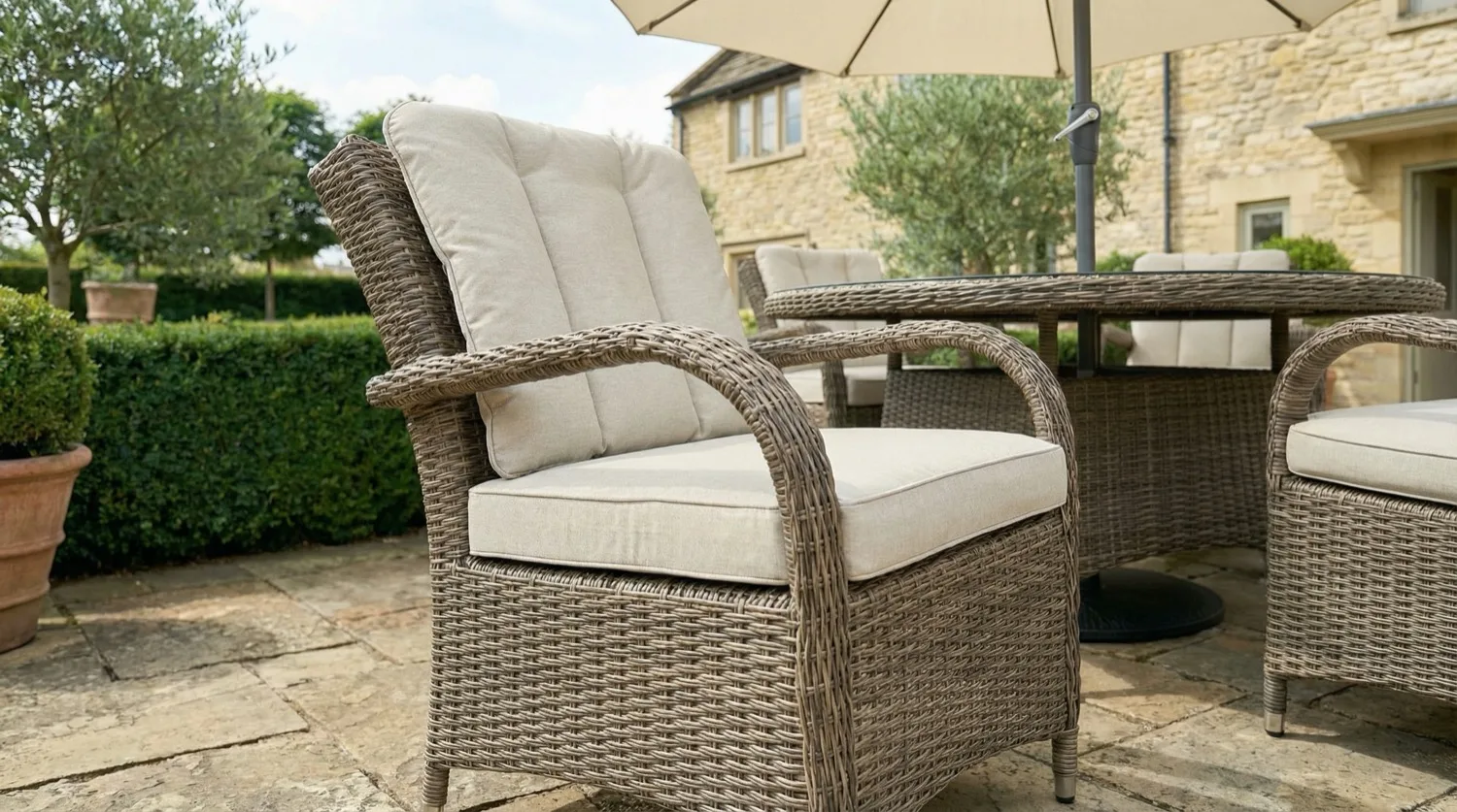 Ibiza 6 Seater Sand Round Weave Dining Set – 1.30m - View 5