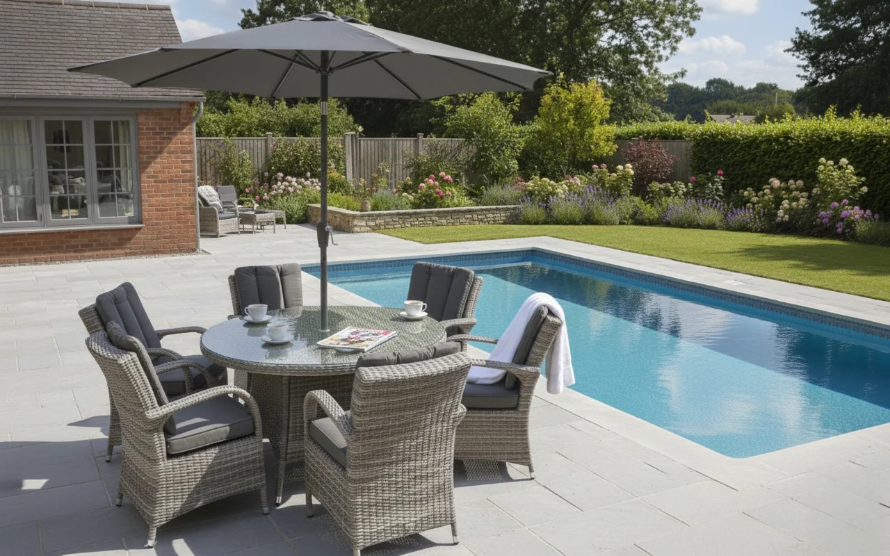 Riviera 6 Seater Grey Round Weave Dining Set – 1.30m - Image 3