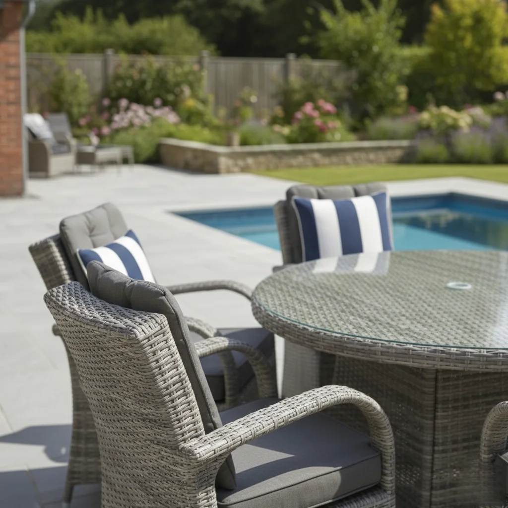 Riviera 6 Seater Grey Round Weave Dining Set – 1.30m - Easy Setup