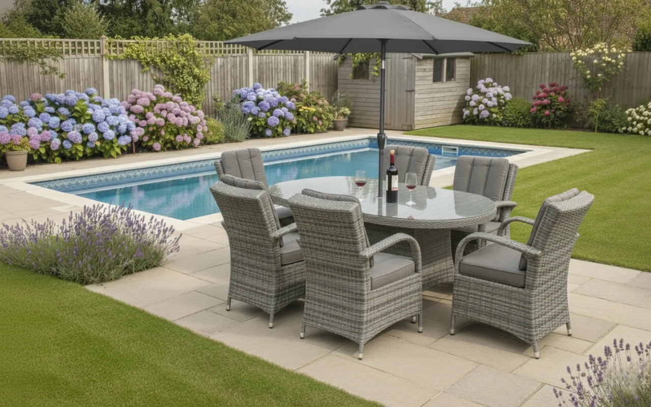 Monaco 6 Seater Grey Oval Flat Weave Dining Set – 1.8m - Image 4