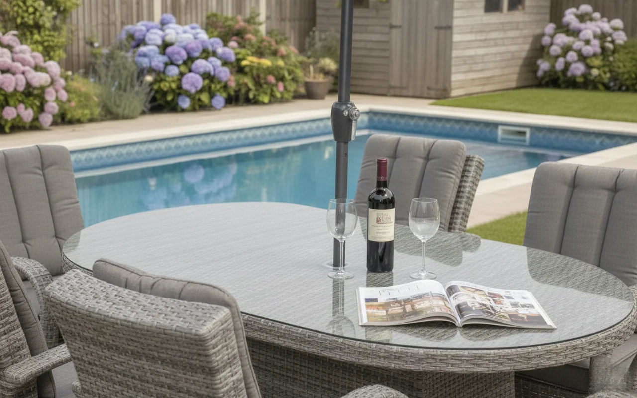 Monaco 6 Seater Grey Oval Flat Weave Dining Set – 1.8m thumbnail 8