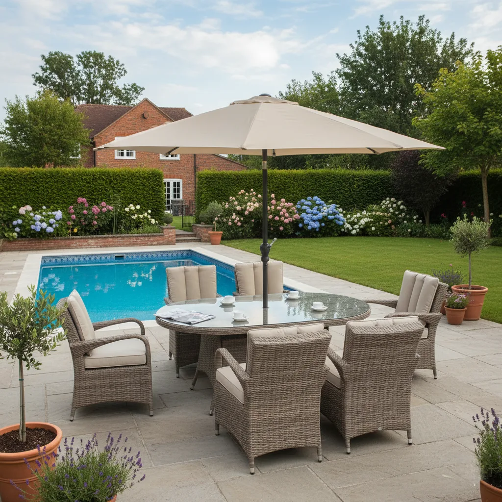 Ibiza 6 Seater Sand Oval Round Weave Dining Set – 1.8m - Image 3