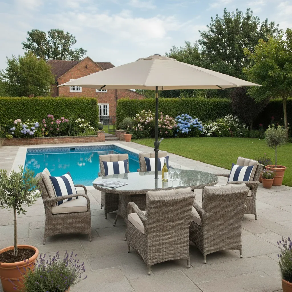 Ibiza 6 Seater Sand Oval Round Weave Dining Set – 1.8m - View 5