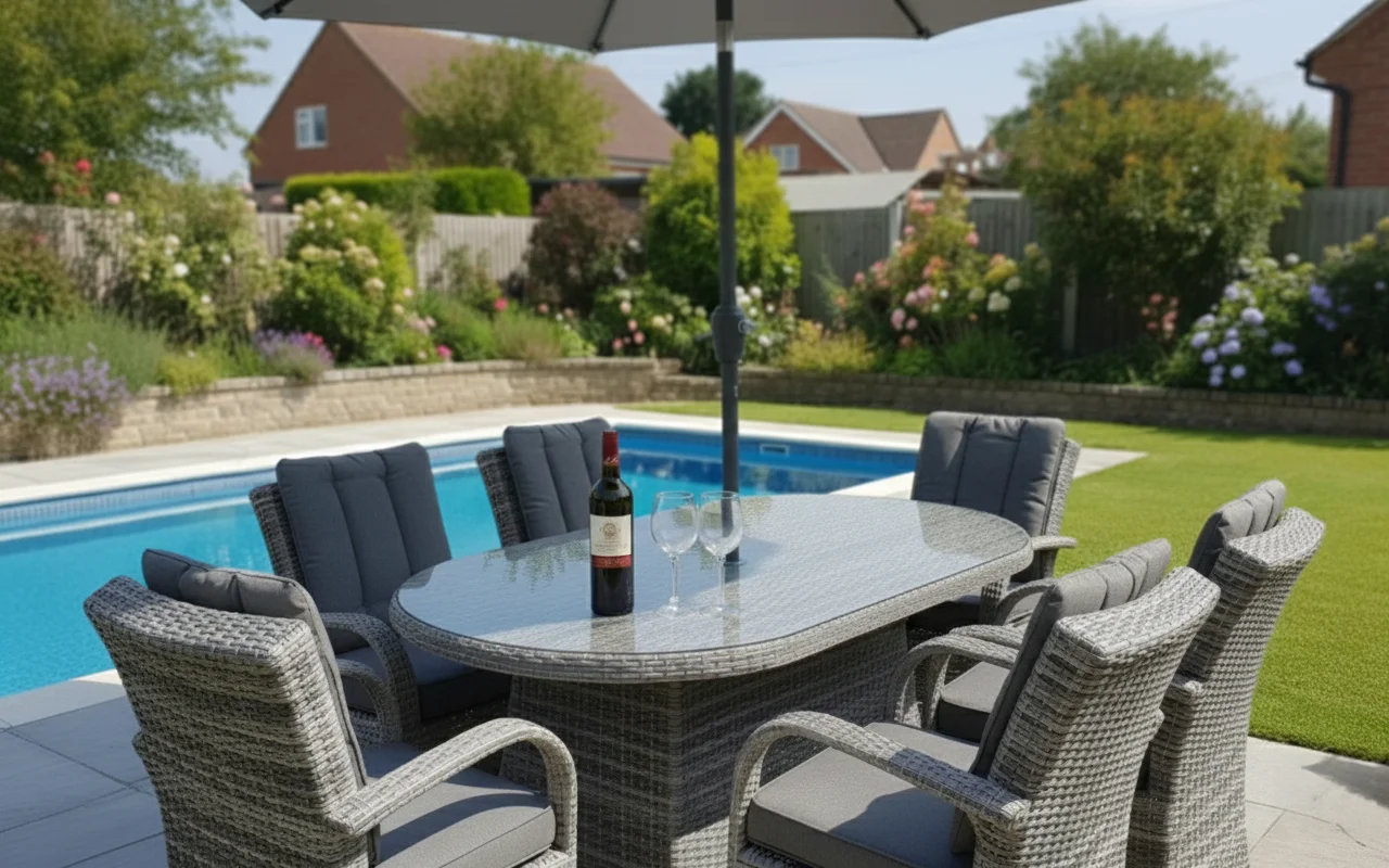 Riviera 6 Seater Grey Oval Round Weave Dining Set – 1.8m thumbnail 9