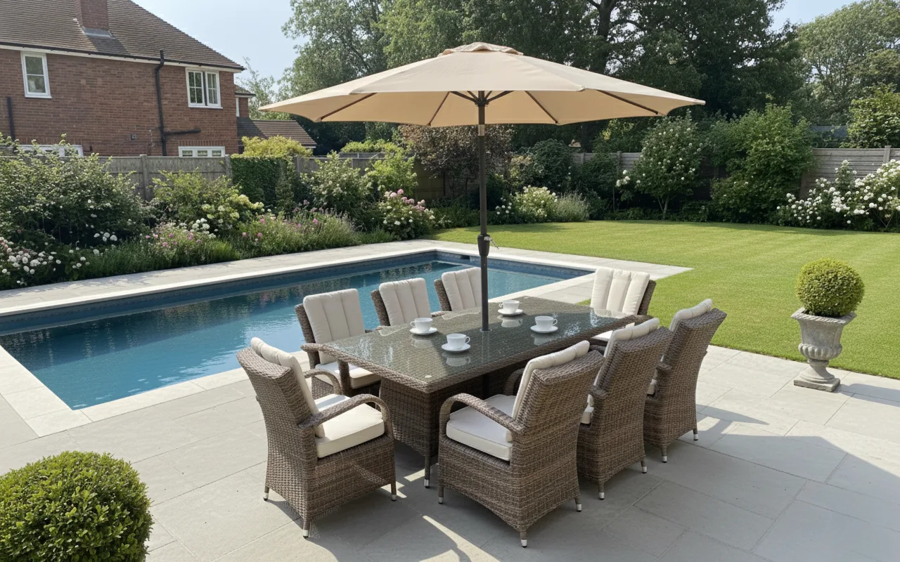 Ibiza 8 Seater Sand Rectangular Round Weave Dining Set – 2.0m - Image 3