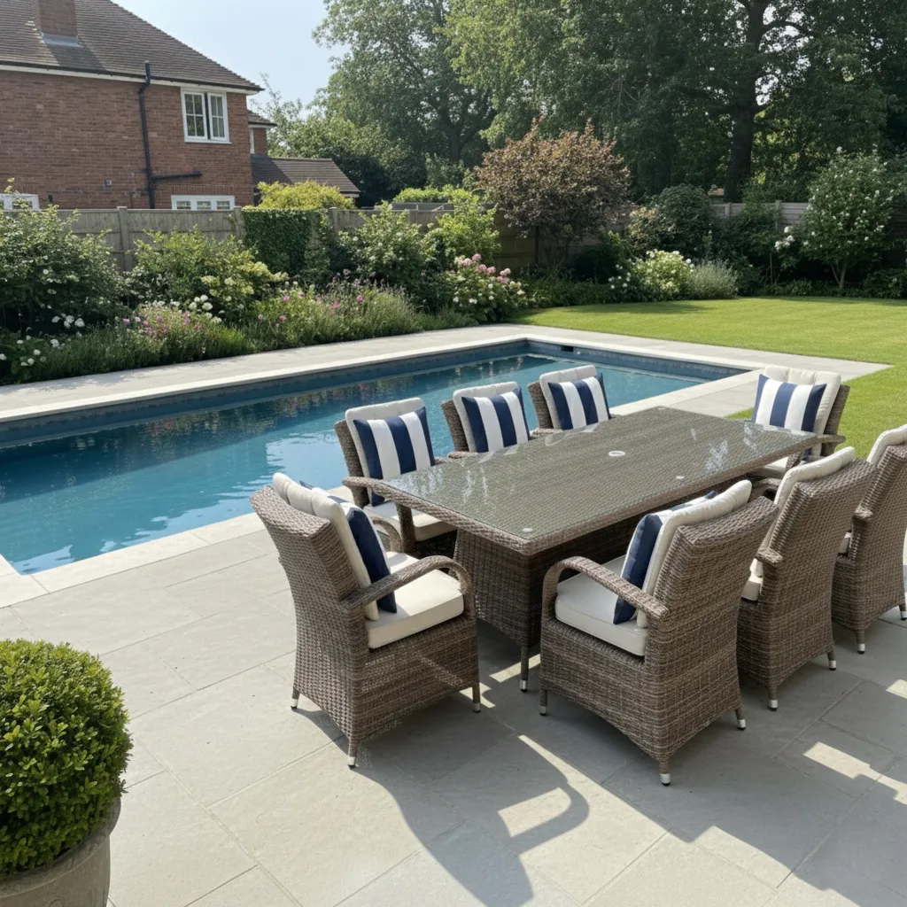 Ibiza 8 Seater Sand Rectangular Round Weave Dining Set – 2.0m thumbnail 6