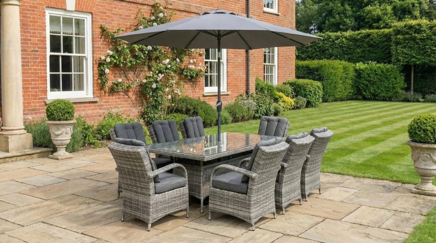 Riviera 8 Seater Grey Rectangular Round Weave Dining Set – 2.0m - Materials & Construction
