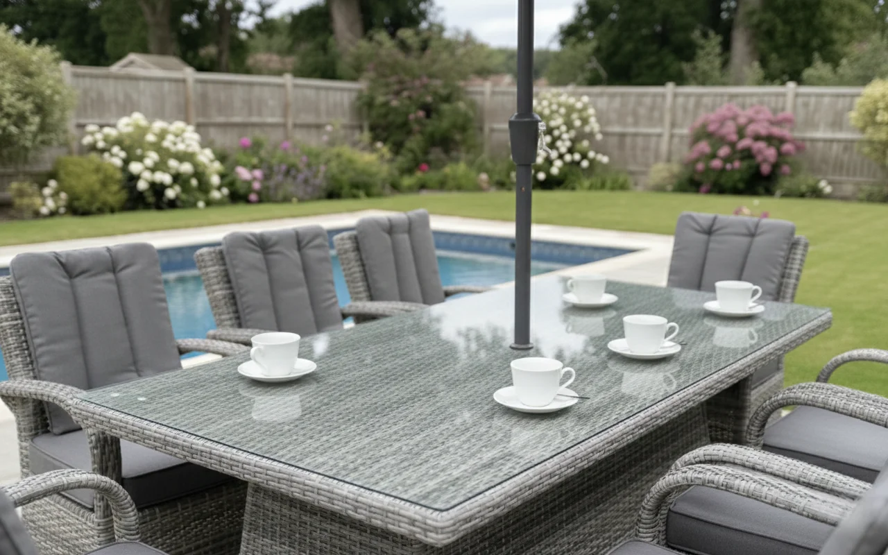Riviera 8 Seater Grey Rectangular Round Weave Dining Set – 2.0m - Easy Setup