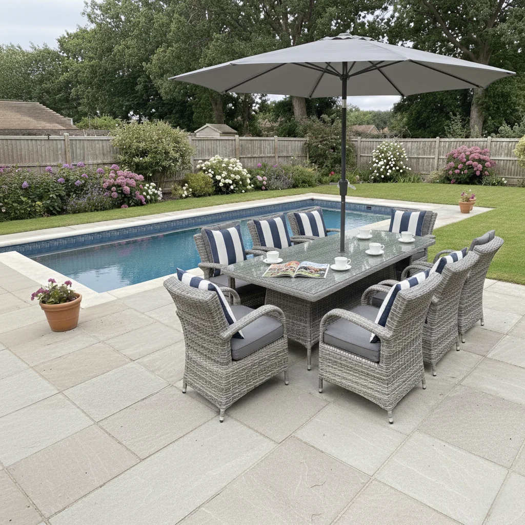 Riviera 8 Seater Grey Rectangular Round Weave Dining Set – 2.0m thumbnail 9