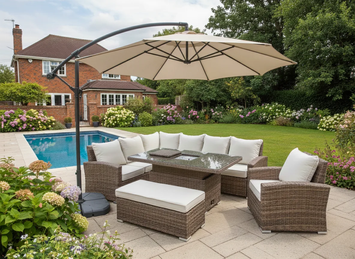 Ibiza Corner Rising Table Sofa Set with Ice Bucket – Sand - Image 3