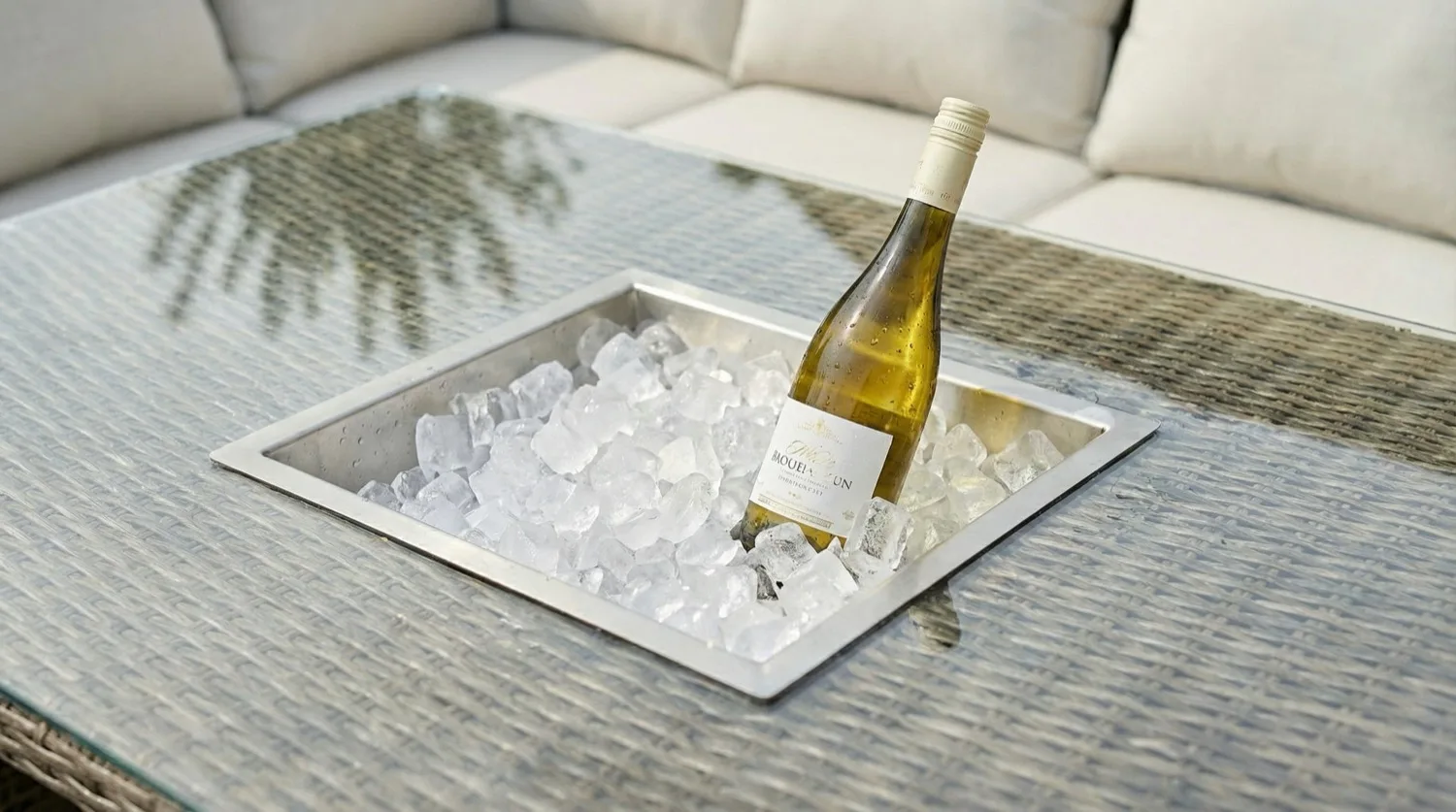 Ibiza Corner Rising Table Sofa Set with Ice Bucket – Sand - View 5