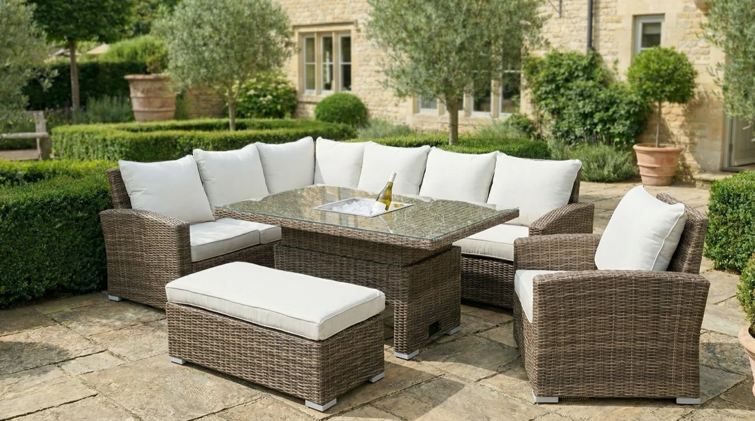 Ibiza Corner Rising Table Sofa Set with Ice Bucket – Sand thumbnail 11