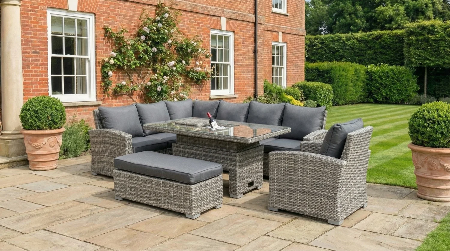 Riviera Corner Rising Table Sofa Set with Ice Bucket – Grey - Image 4