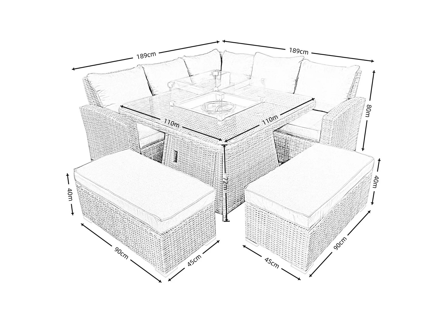 Monaco Fire Pit Corner Sofa Set – Flat Grey thumbnail 12