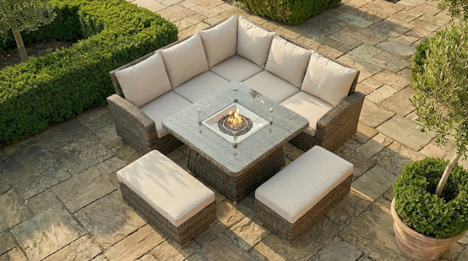 Ibiza Fire Pit Corner Sofa Set – Sand - Image 2