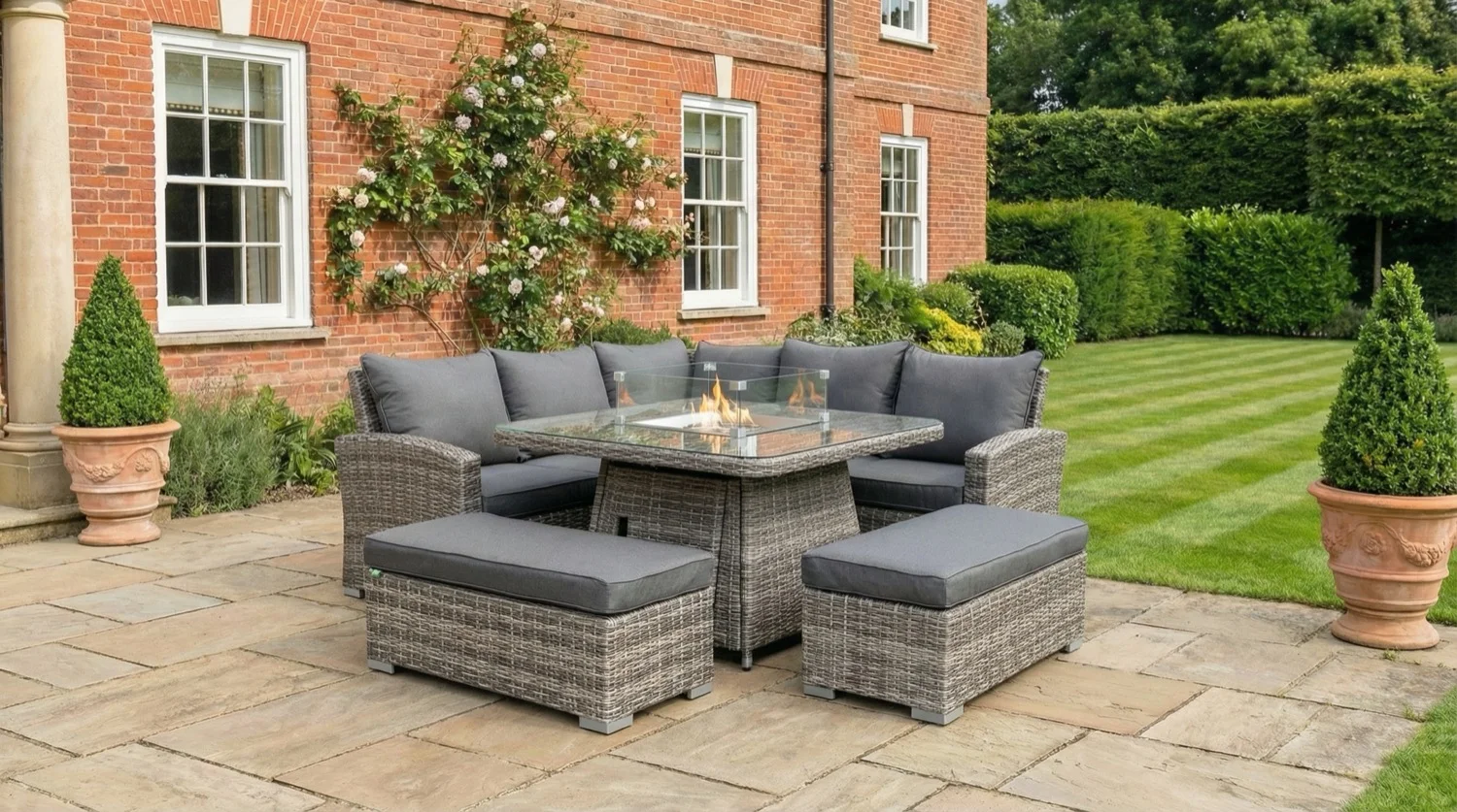 Riviera Fire Pit Corner Sofa Set – Grey - Image 2