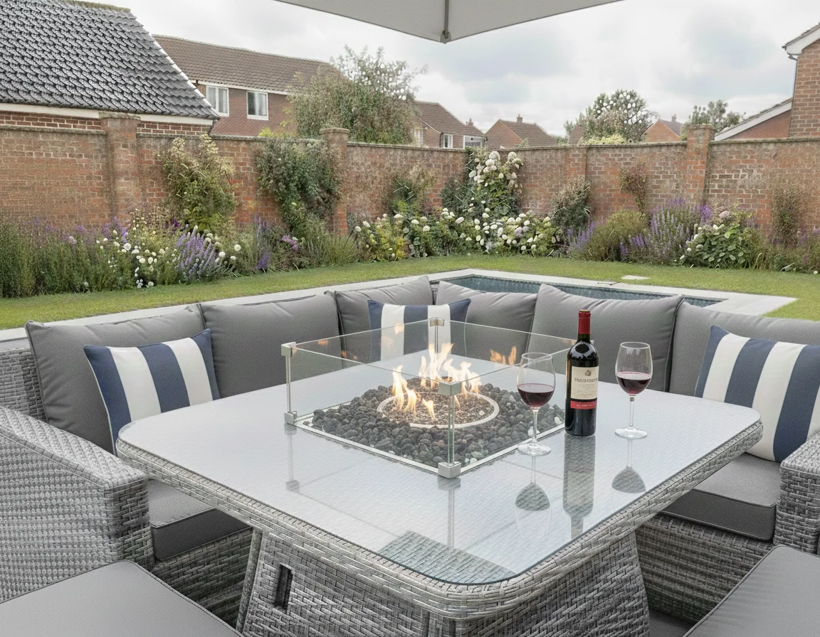 Riviera Fire Pit Corner Sofa Set – Grey - Image 3