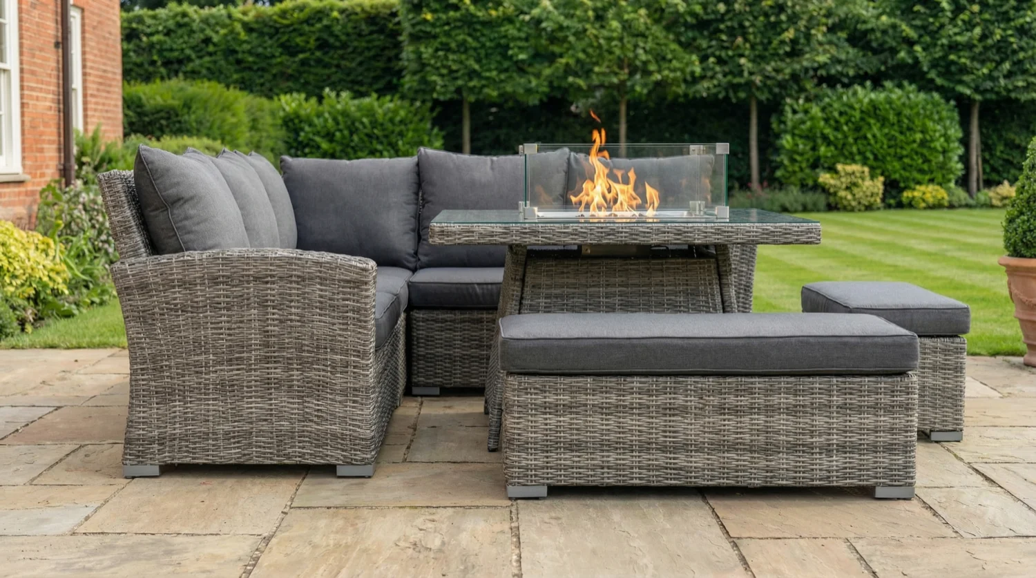 Riviera Fire Pit Corner Sofa Set – Grey - Image 4