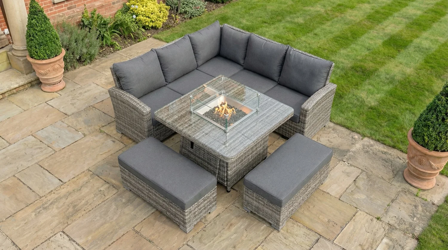 Riviera Fire Pit Corner Sofa Set – Grey - View 5