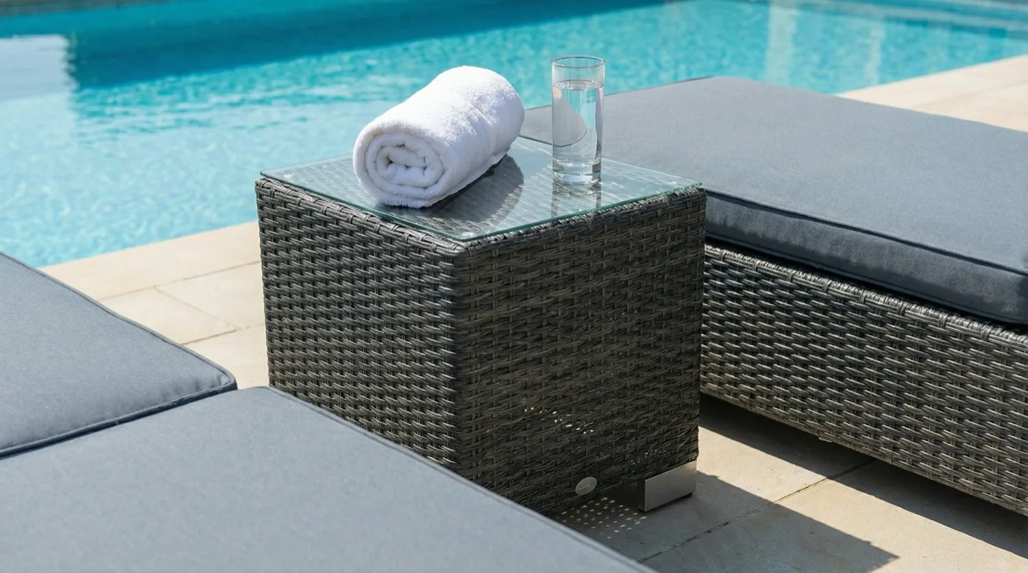 Monaco Double Wheeled Sun Lounger Set with Side Table – Flat Grey - Image 4