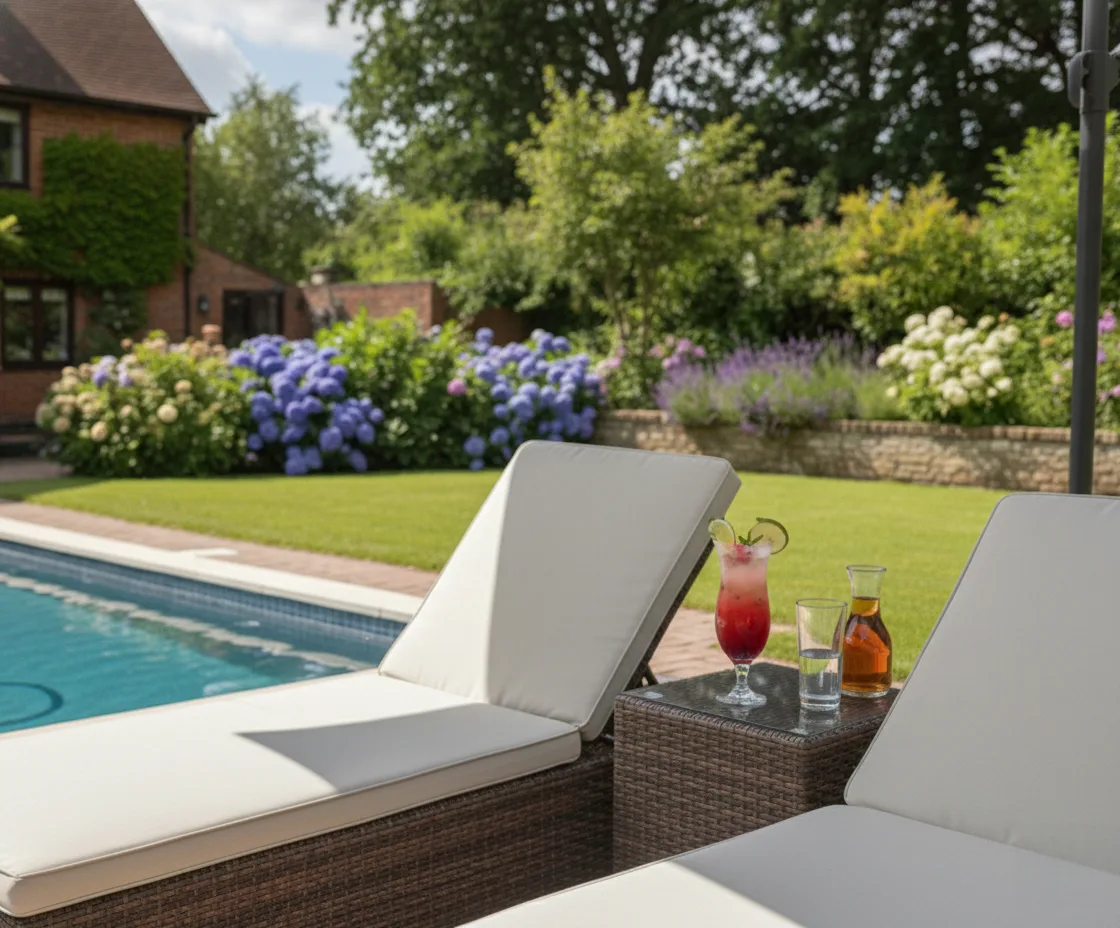 Ibiza Double Wheeled Sun Lounger Set with Side Table – Sand thumbnail 6