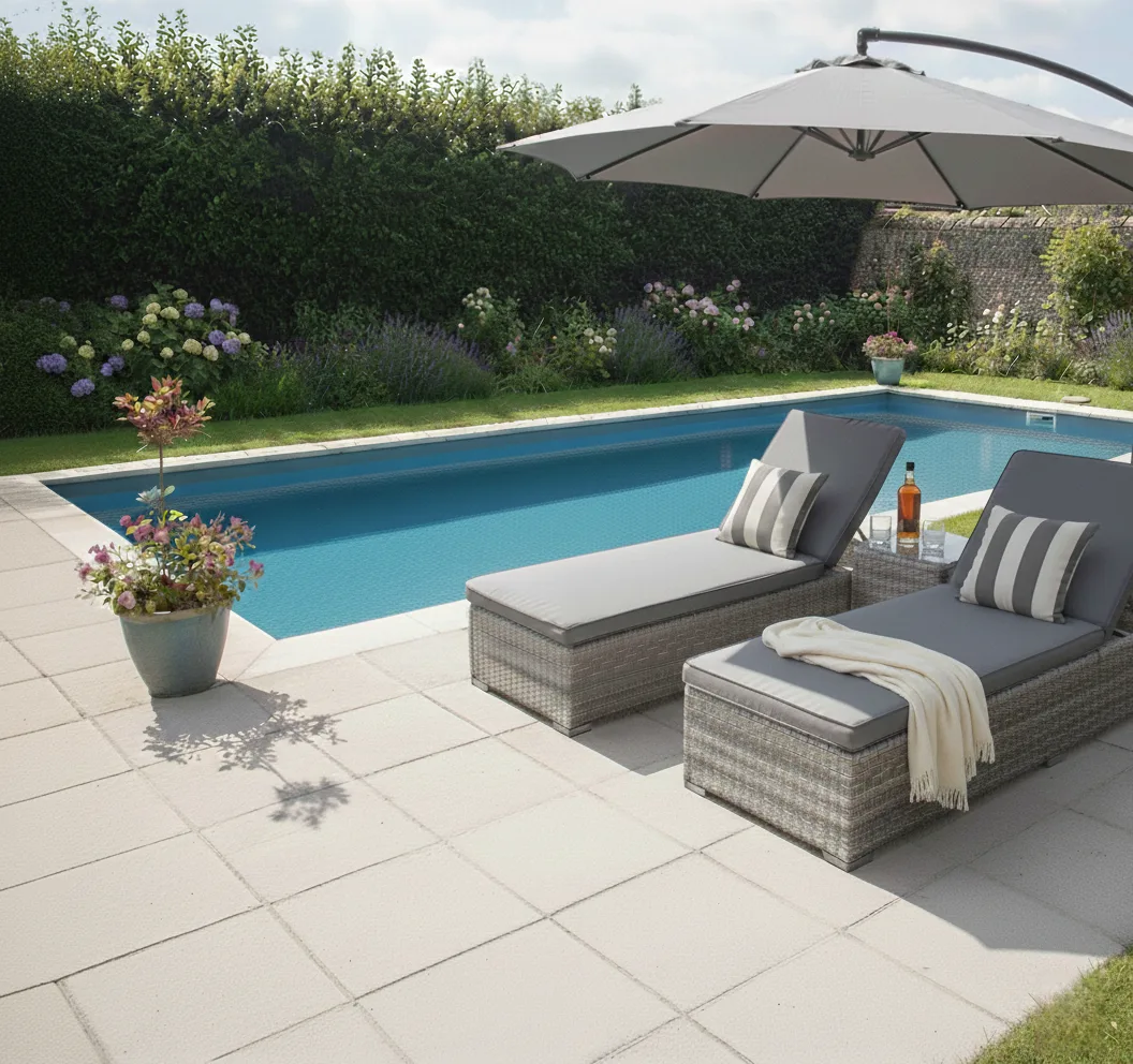 Riviera Double Wheeled Sun Lounger Set with Side Table – Grey - Image 3