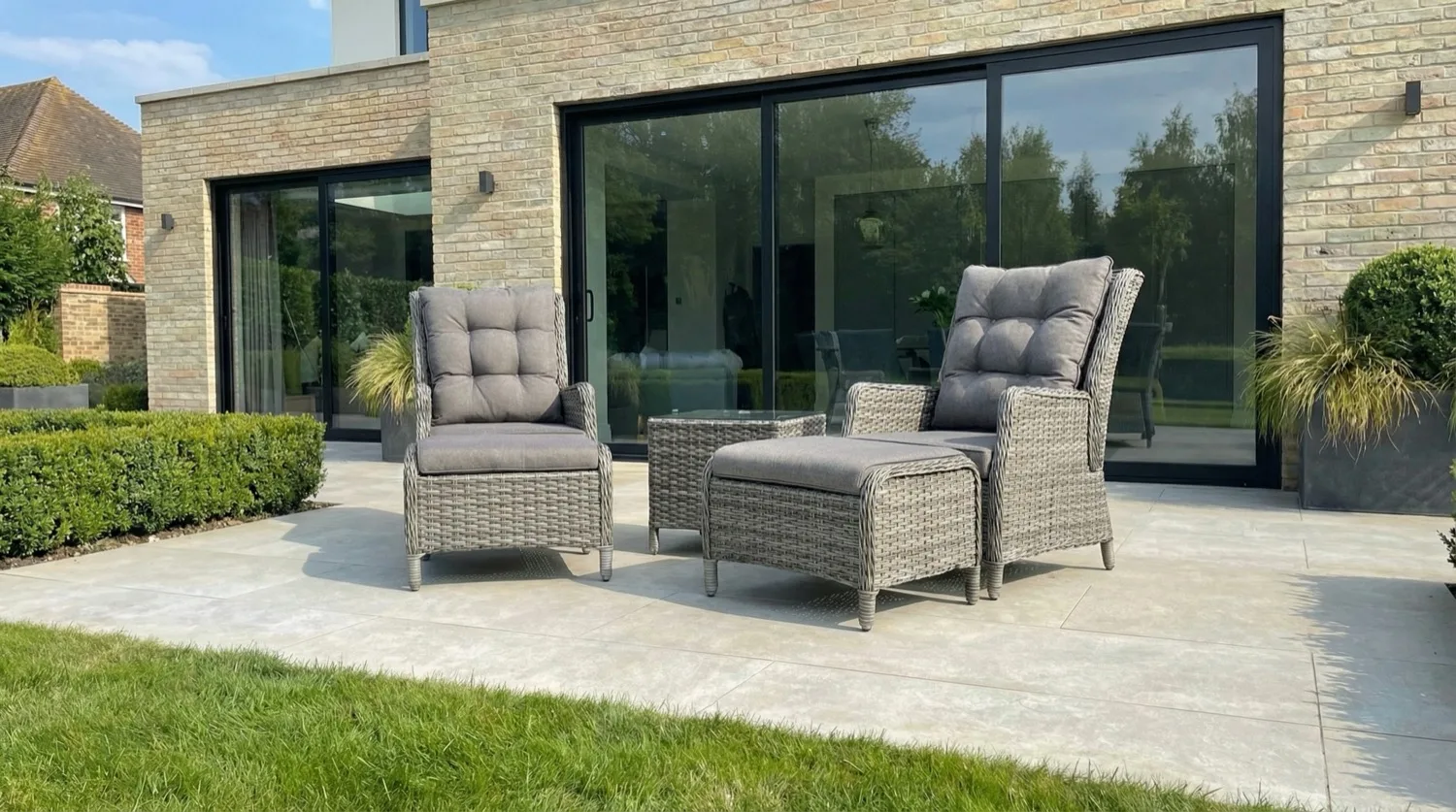 Monaco 2 Seater Grey Reclining Bistro Set - Image 1