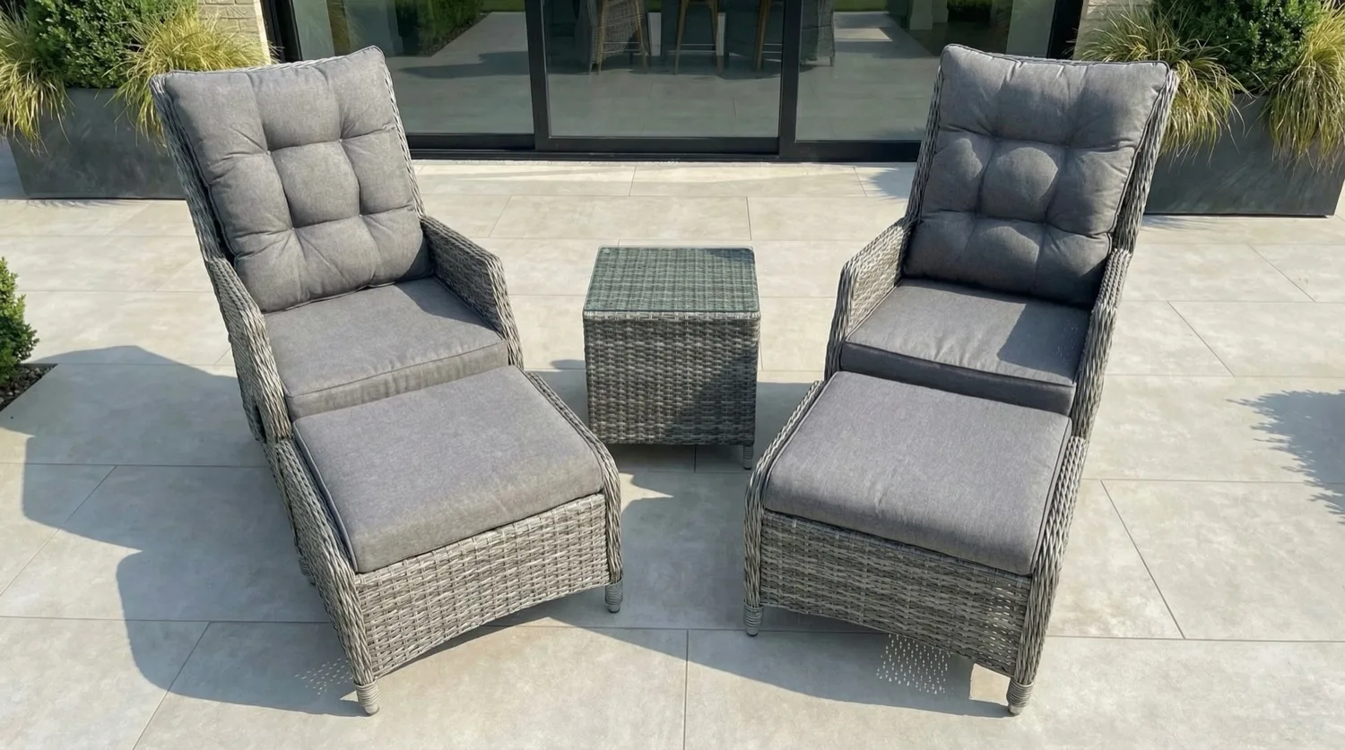 Monaco 2 Seater Grey Reclining Bistro Set - Image 2