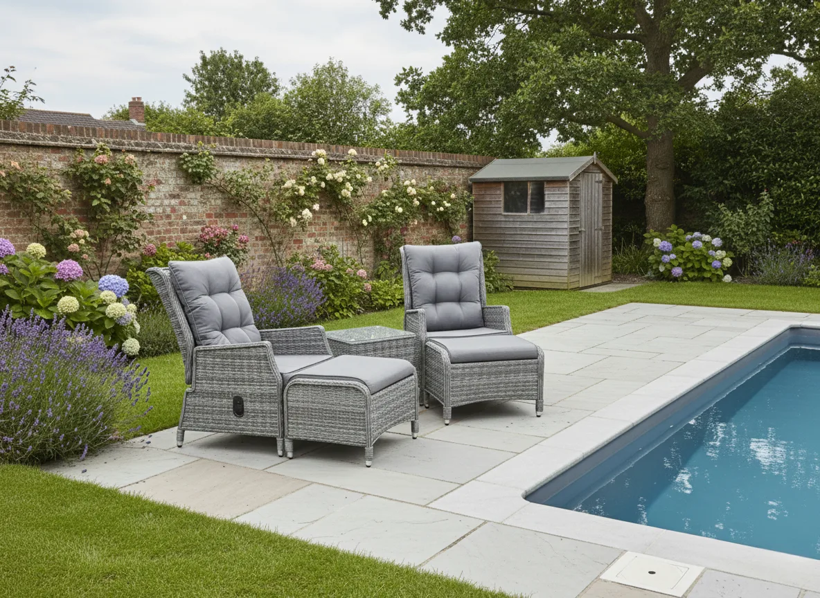 Monaco 2 Seater Grey Reclining Bistro Set - Image 3