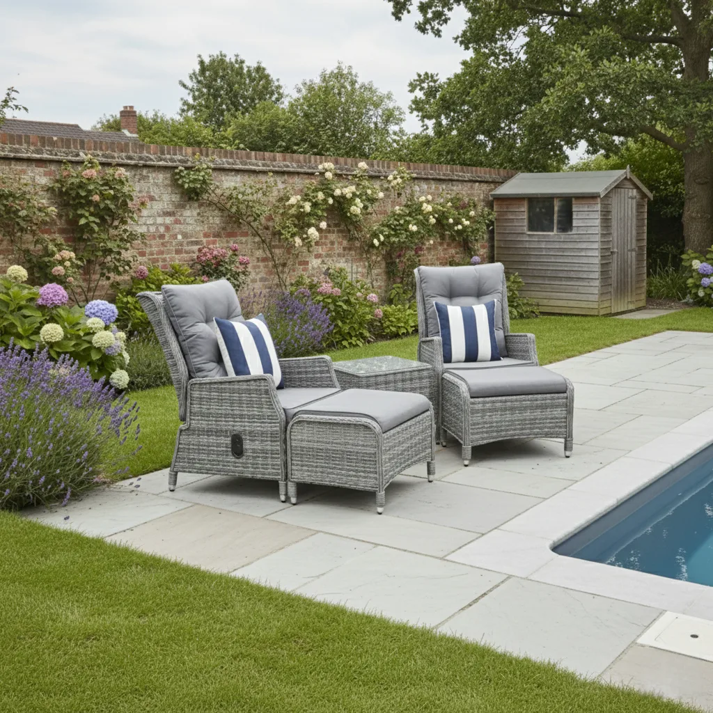 Monaco 2 Seater Grey Reclining Bistro Set - Image 4