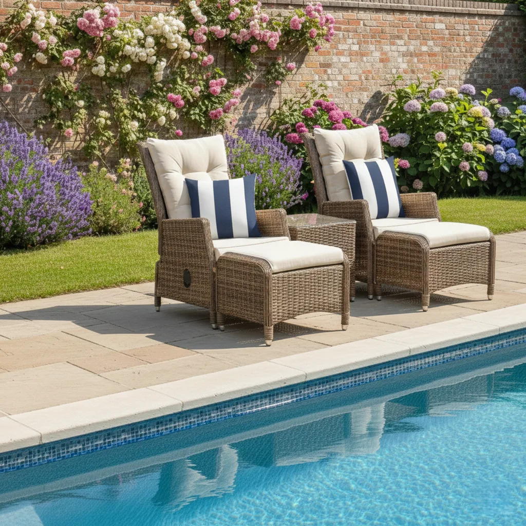 Ibiza 2 Seater Sand Reclining Bistro Set - Image 3