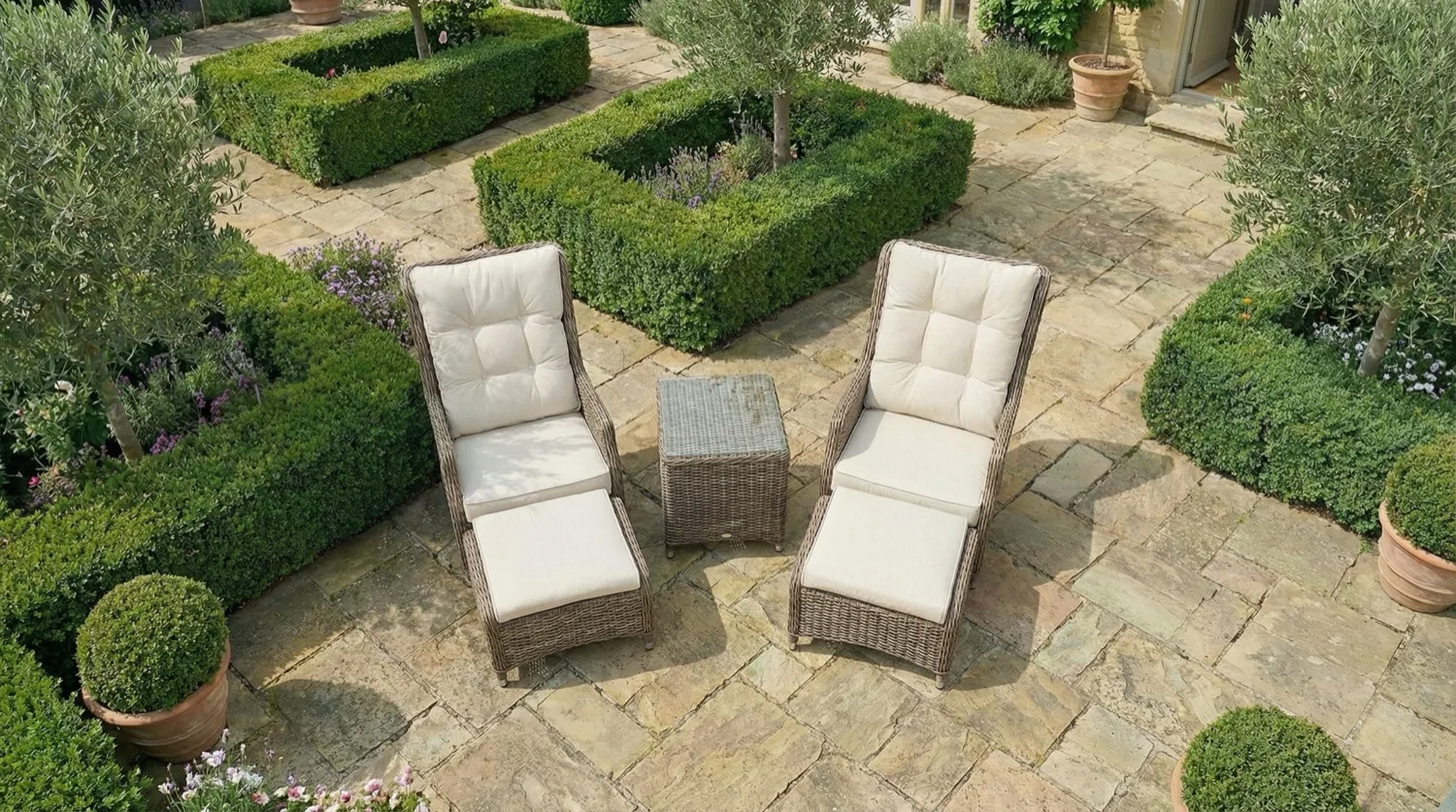 Ibiza 2 Seater Sand Reclining Bistro Set - Image 4