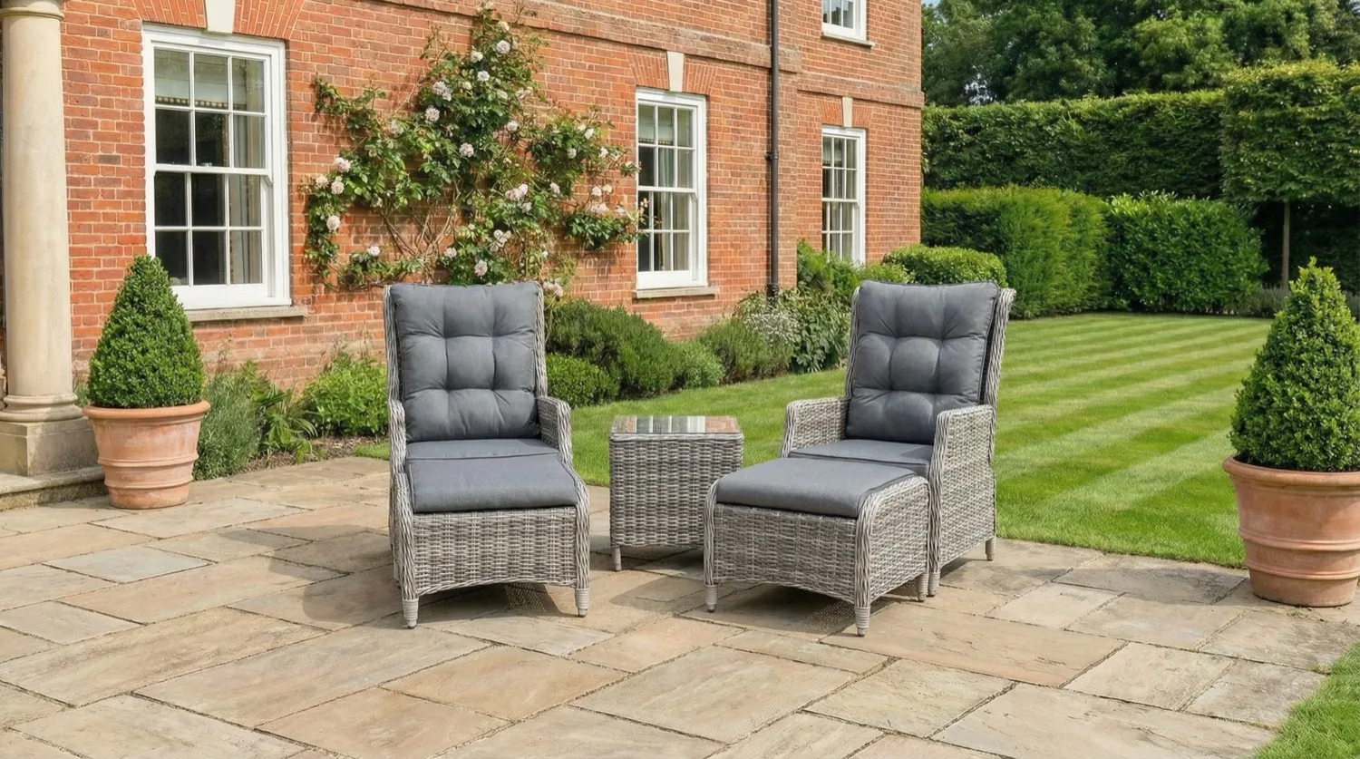 Riviera 2 Seater Grey Reclining Bistro Set - Image 1