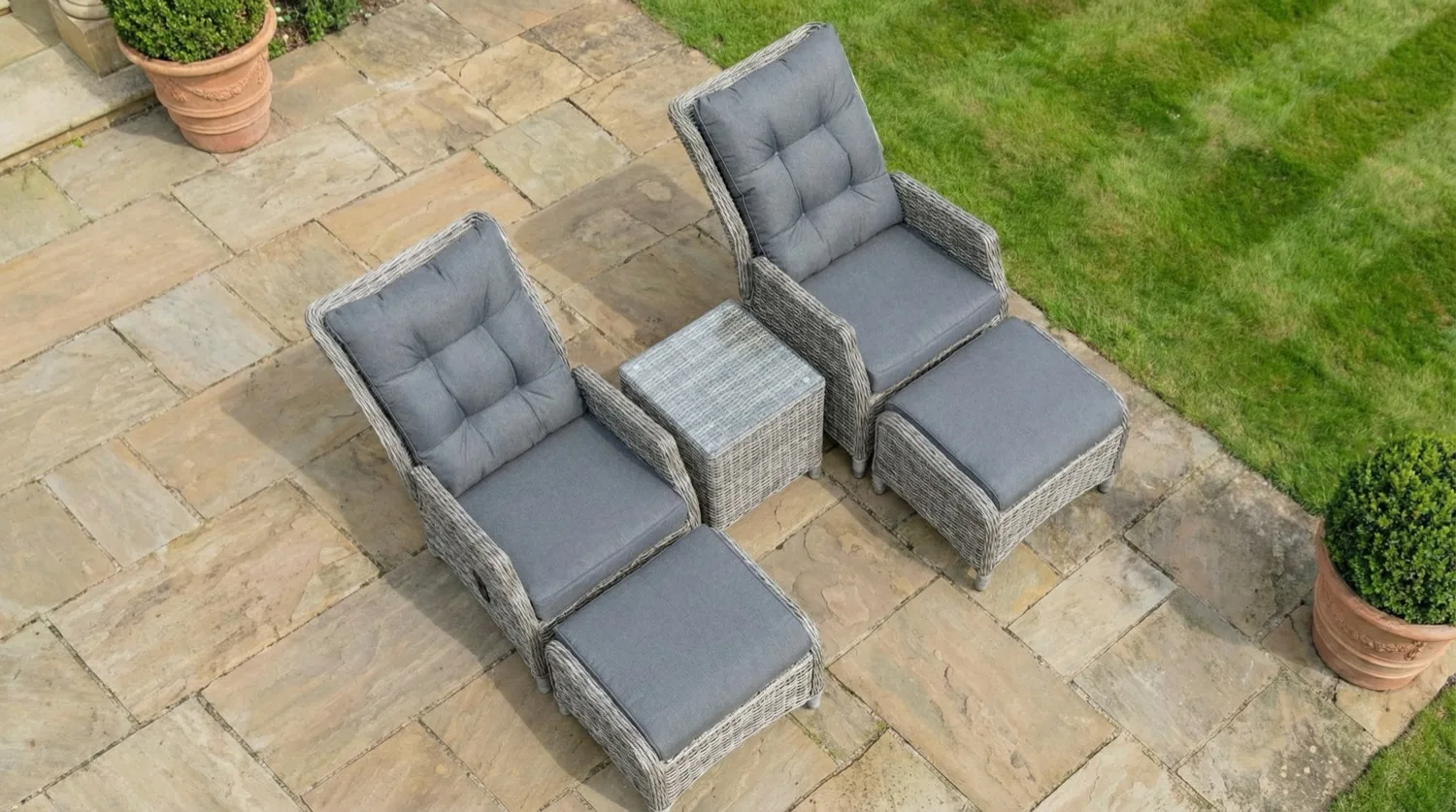 Riviera 2 Seater Grey Reclining Bistro Set - Image 2