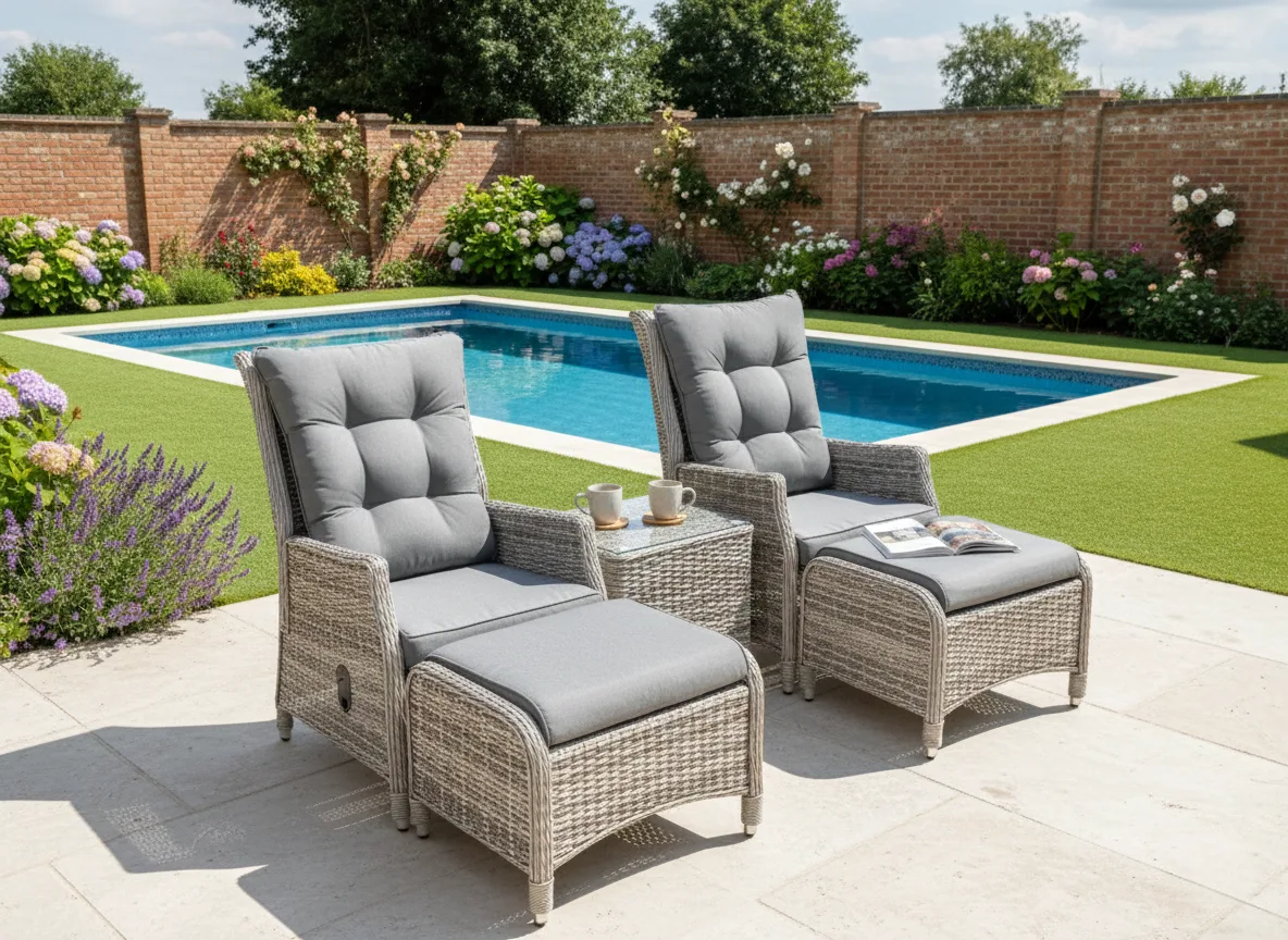 Riviera 2 Seater Grey Reclining Bistro Set - Image 3