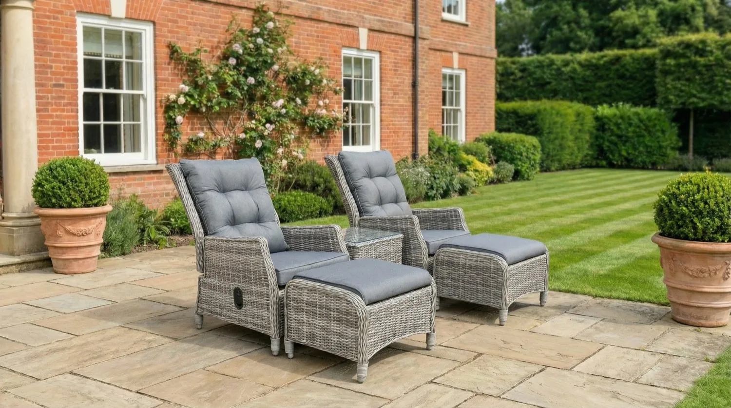 Riviera 2 Seater Grey Reclining Bistro Set - Image 4