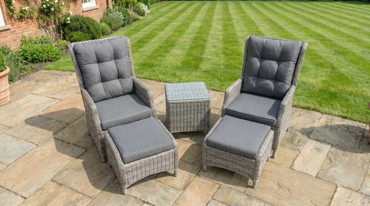 Riviera 2 Seater Grey Reclining Bistro Set thumbnail 7