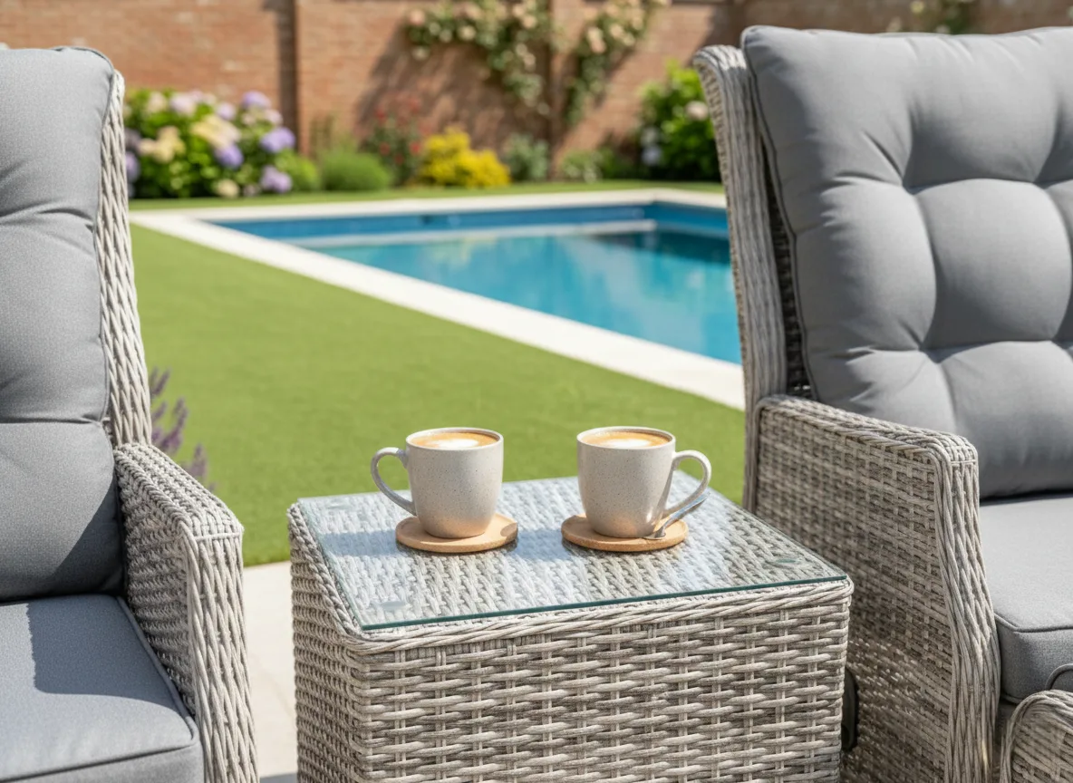 Riviera 2 Seater Grey Reclining Bistro Set thumbnail 10