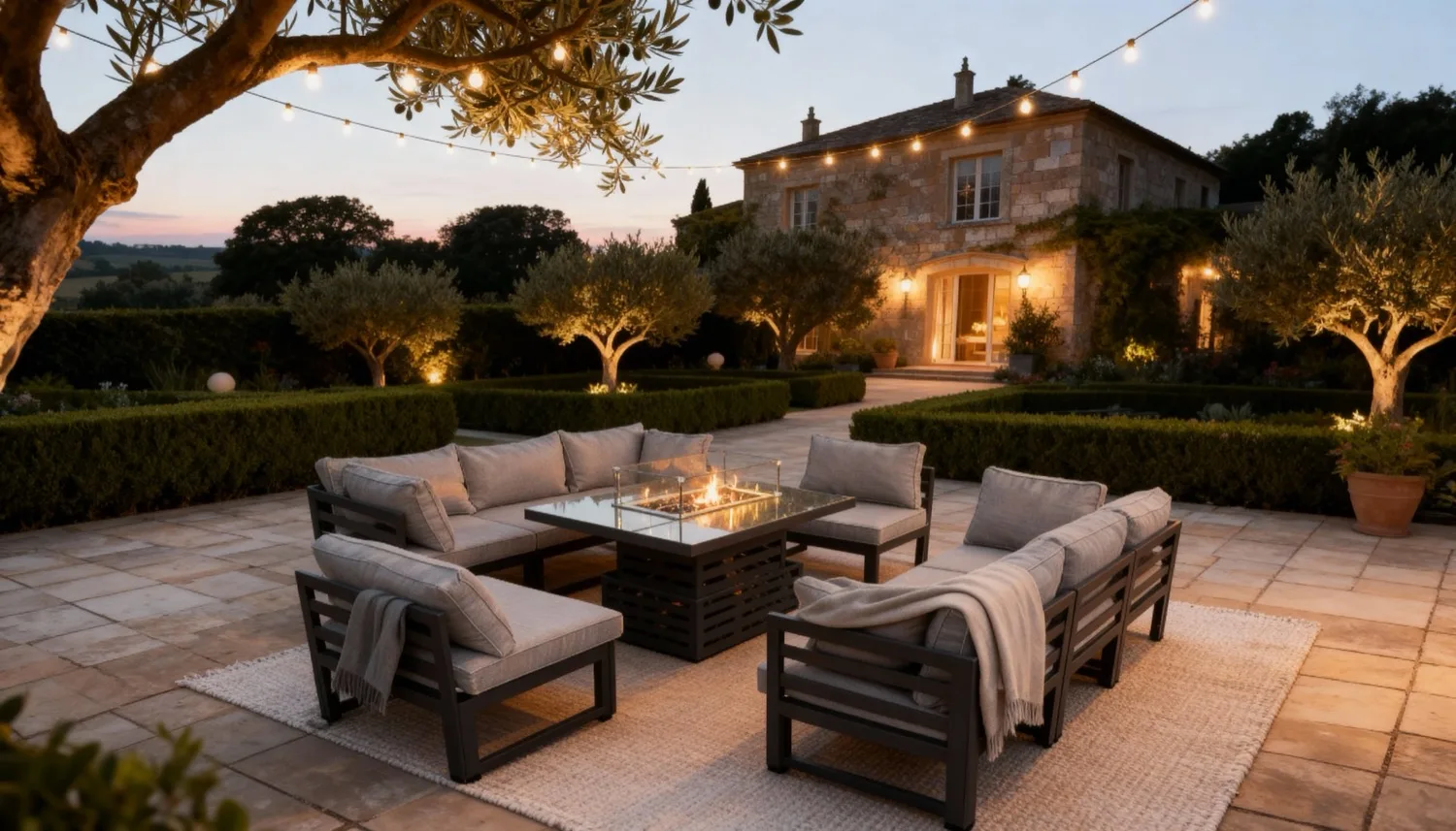 Tuscany 8 Seater Grey Modular Aluminium Corner Sofa Set with Rising Fire Pit Table thumbnail 6