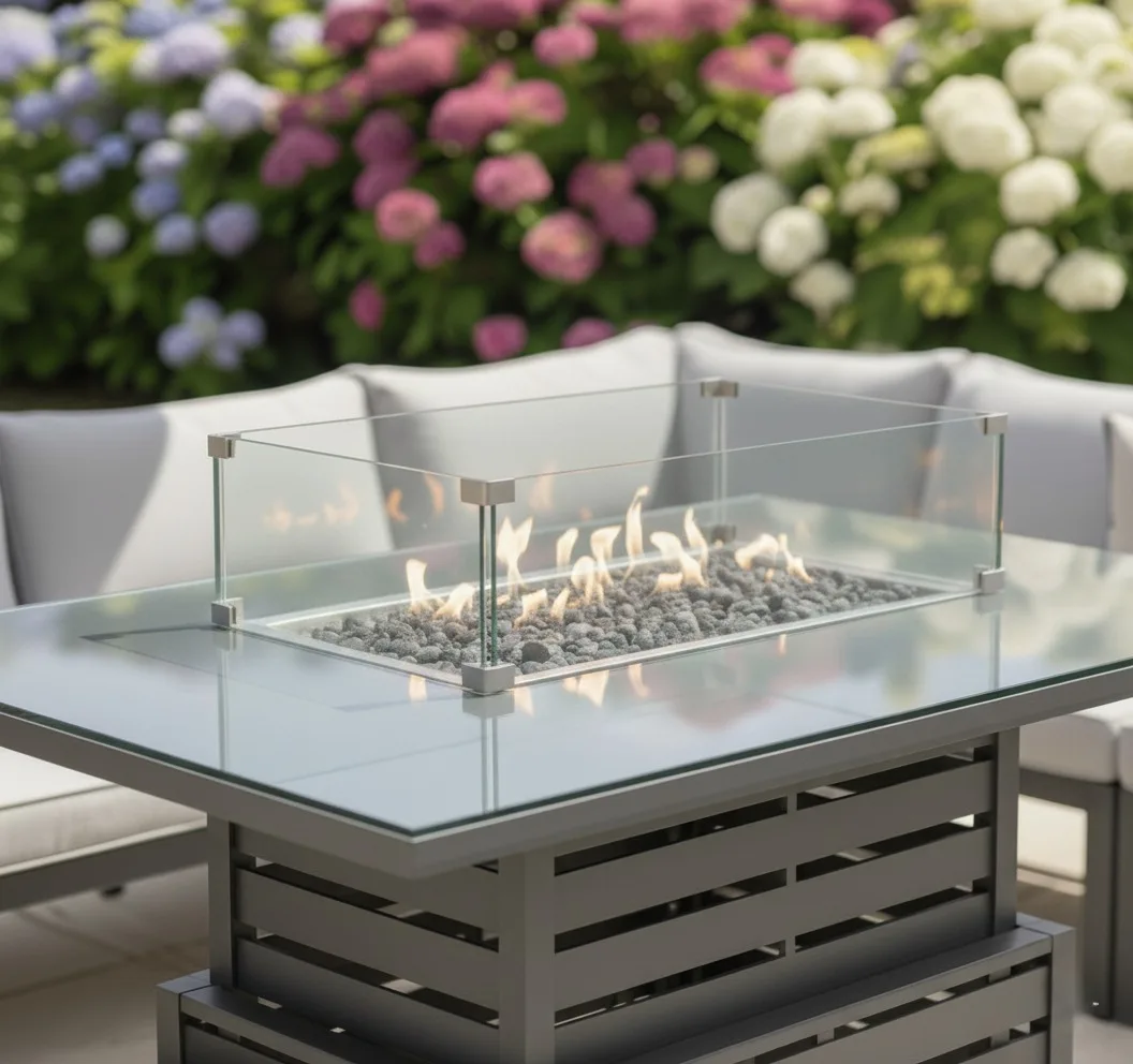 Tuscany 8 Seater Grey Modular Aluminium Corner Sofa Set with Rising Fire Pit Table thumbnail 7