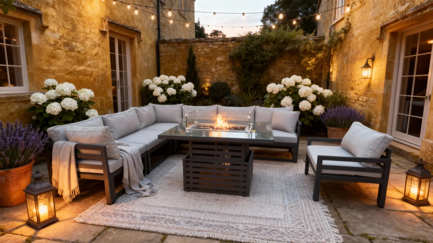 Tuscany 7 Seater Grey Modular Aluminium Corner Sofa Set with Rising Fire Pit Table - Image 4