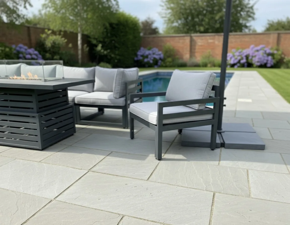 Tuscany 7 Seater Grey Modular Aluminium Corner Sofa Set with Rising Fire Pit Table thumbnail 6