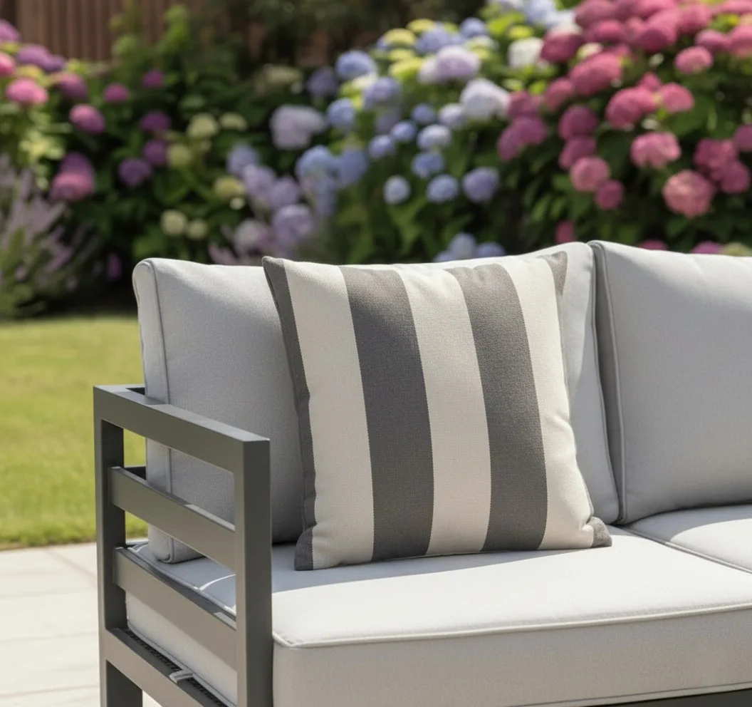 Tuscany 6 Seater Grey Modular Aluminium Corner Sofa Set with Rising Fire Pit Table thumbnail 9