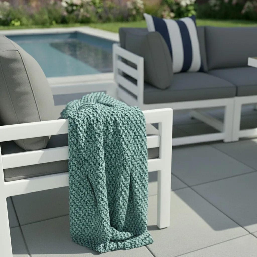 Mykonos 6 Seater White Modular Aluminium Sofa Set with Rising Fire Pit Table - Easy Setup