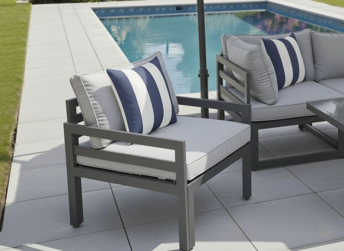 Tuscany 5 Seater Grey Modular Aluminium Sofa Set with Rising Fire Pit Table thumbnail 8