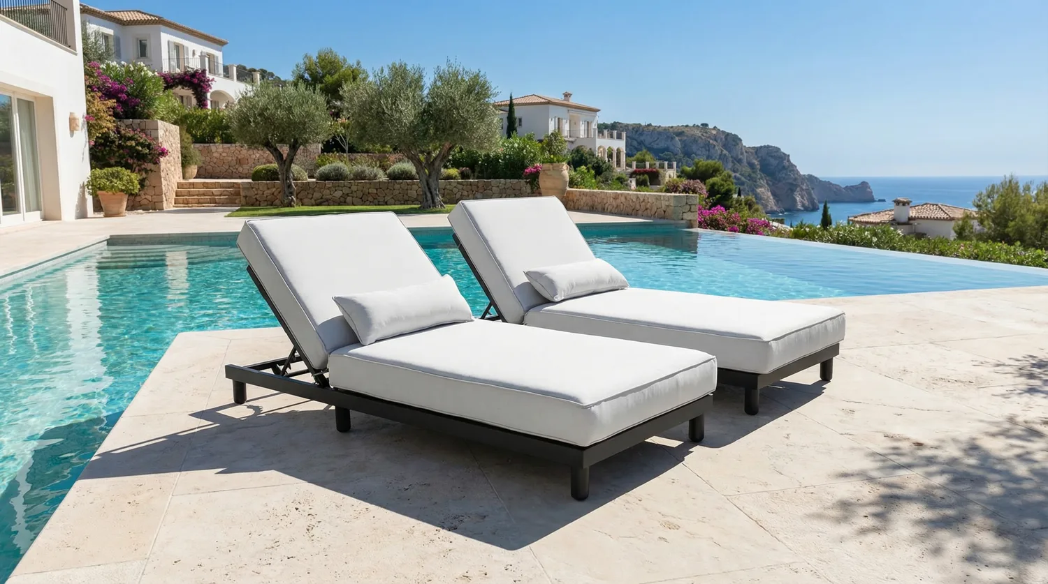 Barcelona Aluminium Double Sun Lounger Set – Grey - Image 4