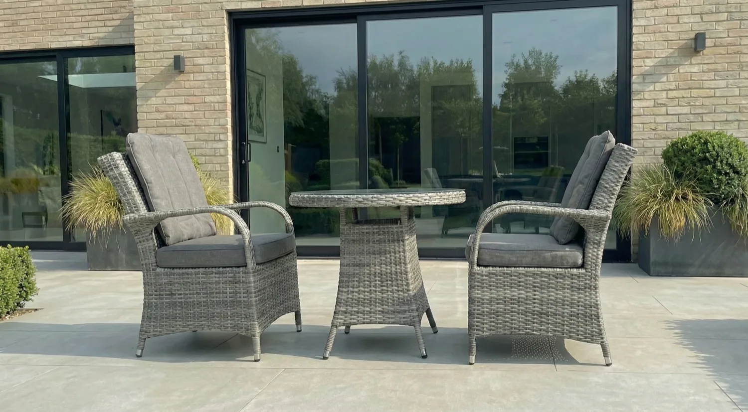 Monaco 2 Seater Grey Round Bistro Set – 0.7m - Image 1