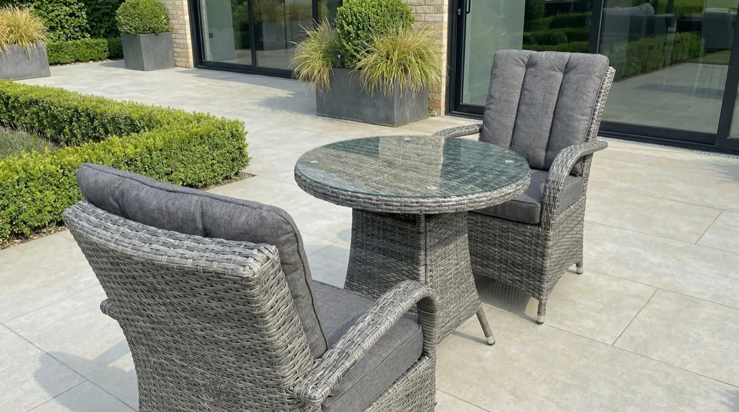 Monaco 2 Seater Grey Round Bistro Set – 0.7m - Image 2